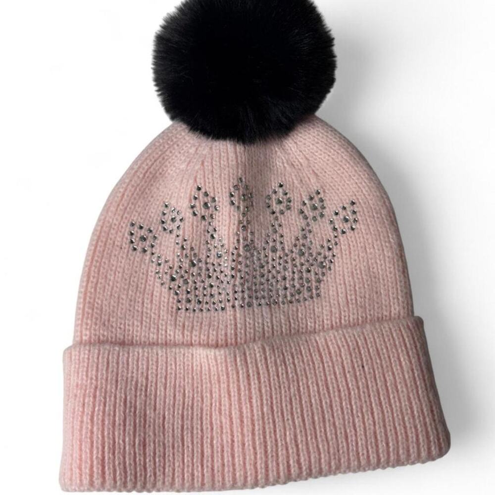 Juicy couture‎ rhinestone crown beanie Y2k winter luxurt pom pom